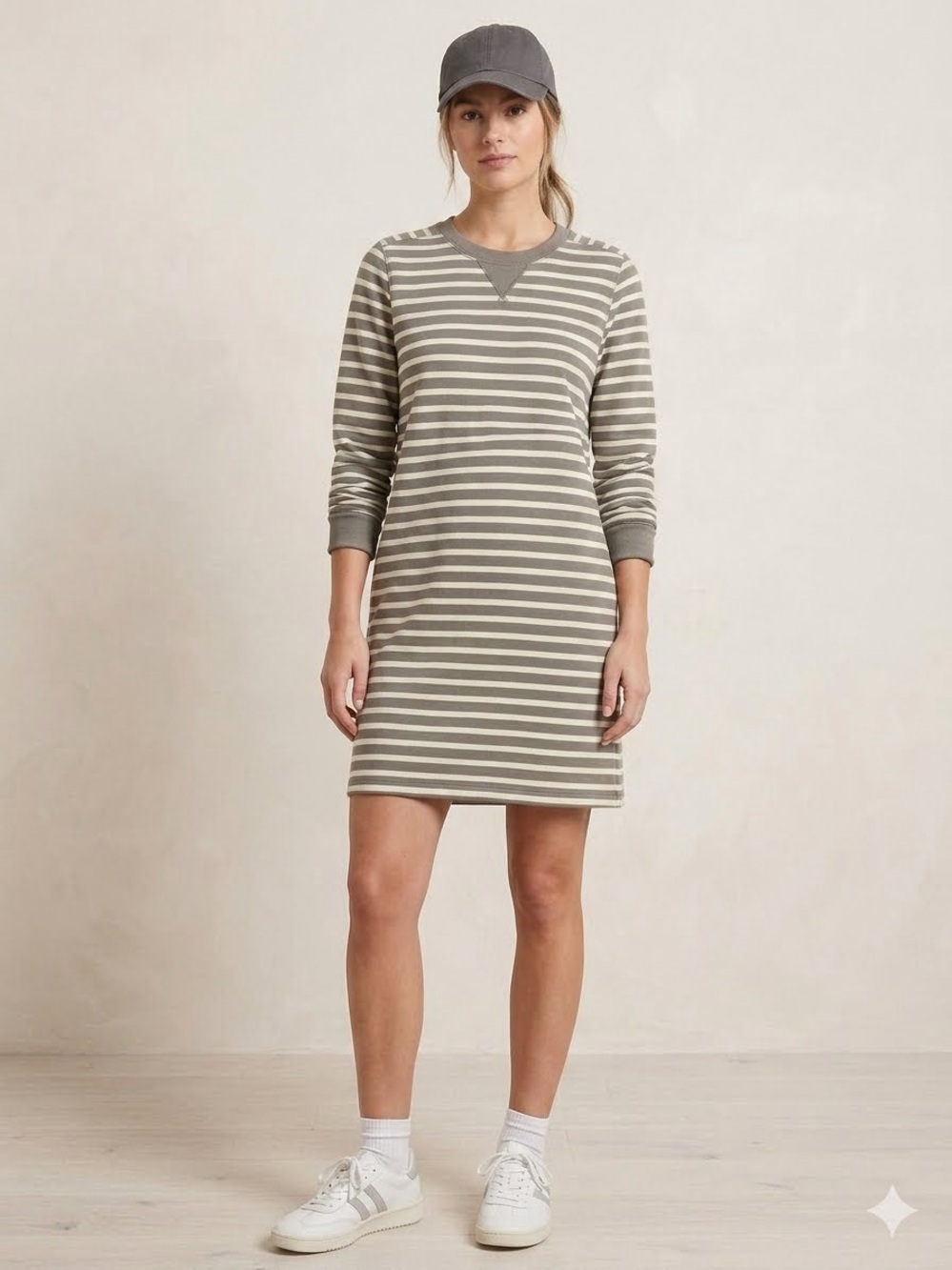 Abercrombie & Fitch Olive Green and White Striped Mini Dress
